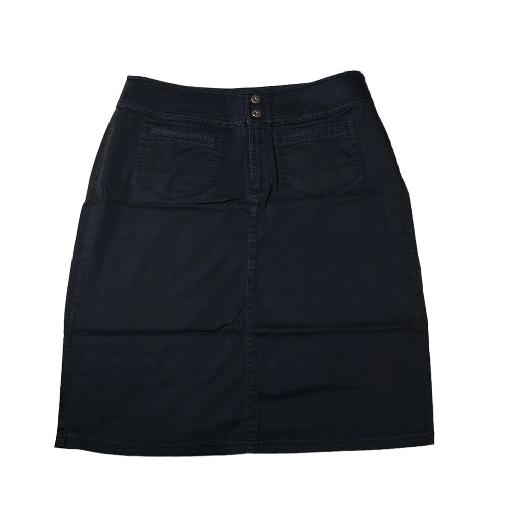 CHICO’S Women’s Black Pencil Skit Straight Line Mid Skirt Zipper Pockets Size 2